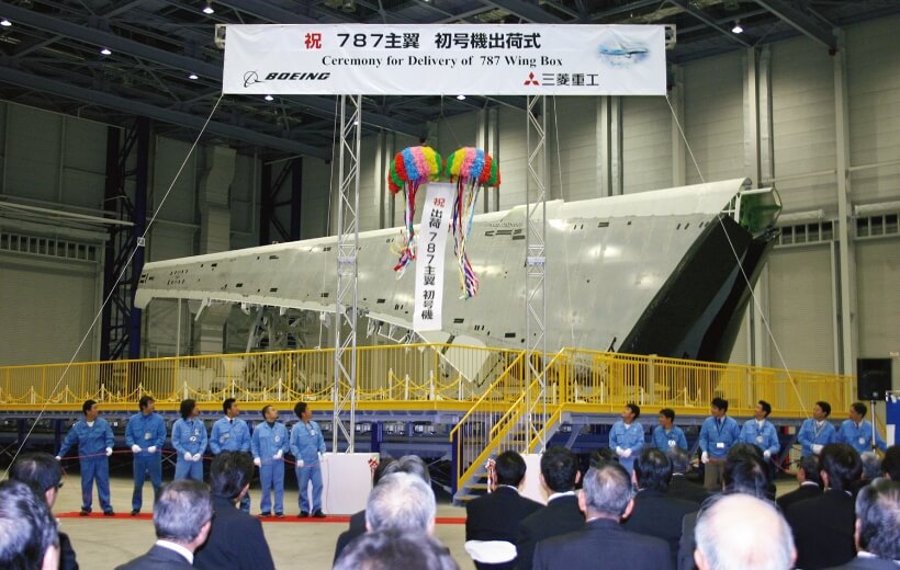 2007 年,在名古屋航空航天系統制造廠舉行了
波音787機型使用首架機翼出廠儀式